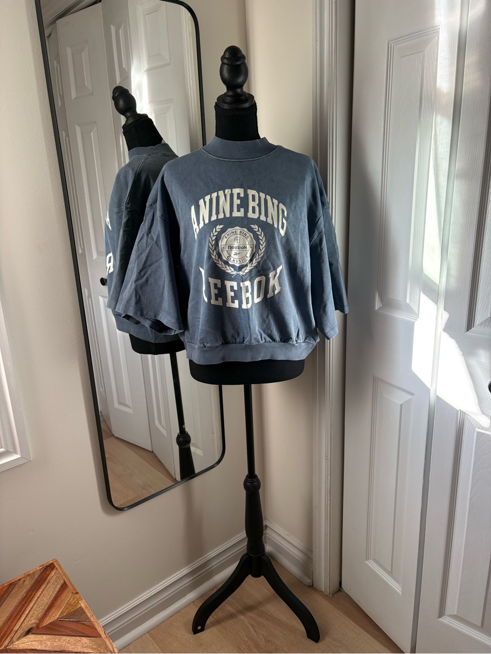 Reebok Blue Graphic Cropped Sweatshirt